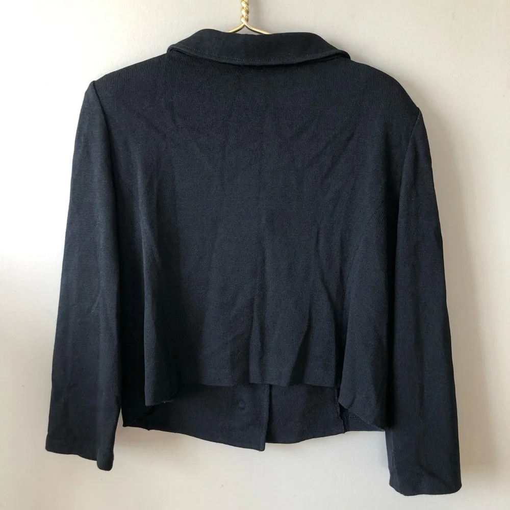 ST JOHN CAVIAR Black Santana Knit Boxy Short Blazer size 16 - Picture 3 of 11